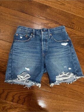 Levi's Distressed Blue Denim Jean Shorts